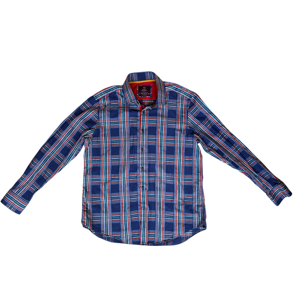 Hawes & Curtis London Piccadilly Men's Plaid Button Down Shirt XL Blue Red Green - Picture 3 of 5